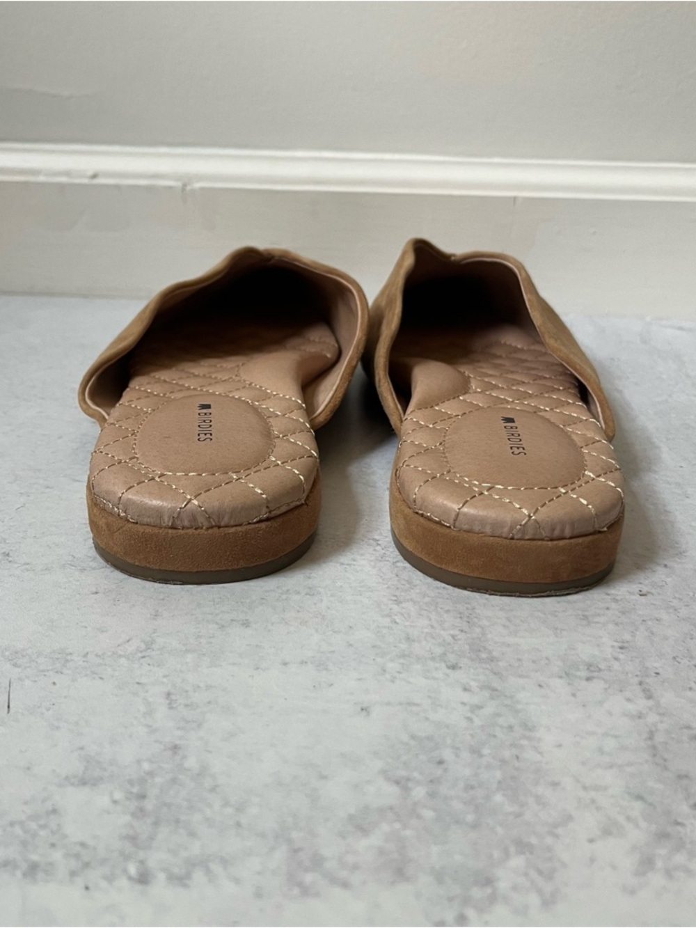 Birdies Suede Slip On Mules 10.5 Tan Beige Pointed Toe Neutral Flats - Picture 4 of 7